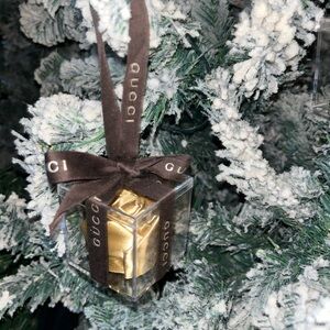 Gucci Gold Ornament with Brown Ribbon